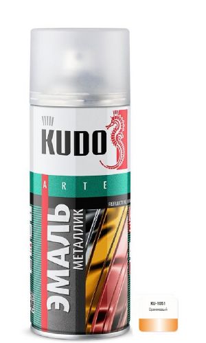 Эмаль универсальная металлик 520 мл аэрозоль KUDO, оранжевая