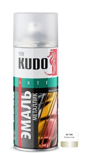 Эмаль универсальная металлик 520 мл аэрозоль KUDO, зеленая олива