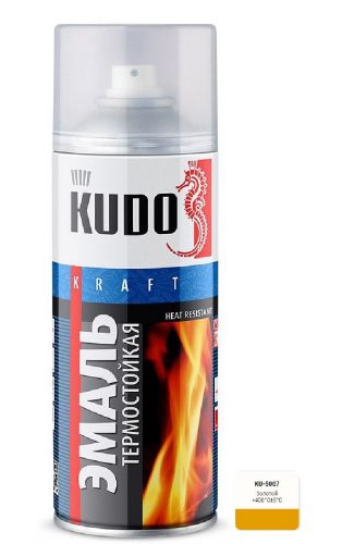 Эмаль термостойкая 520 мл аэрозоль KUDO, золотая