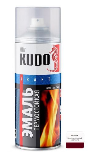 Эмаль термостойкая 520 мл аэрозоль KUDO красно-коричневая