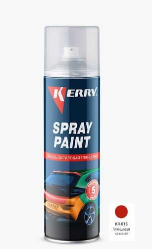 Эмаль акриловая быстросохнущая 405 мл аэрозоль KERRY красная глянцевая АКЦИЯ