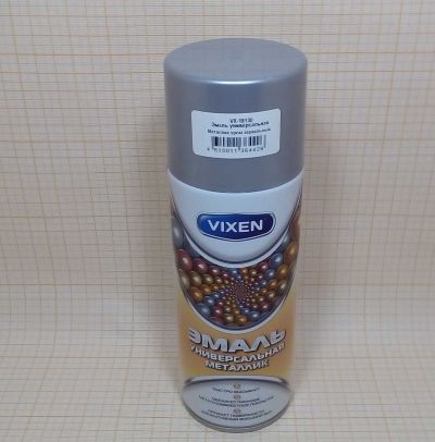 Эмаль акриловая универсальная 520 мл аэрозоль VIXEN, RAL9130 металлик хром (водно-дисперсионная)