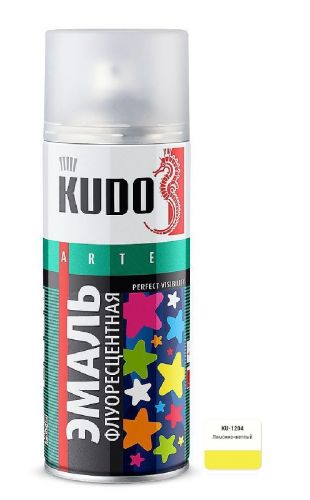 Эмаль флуоресцентная 520 мл аэрозоль KUDO, лимонно-желтая