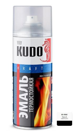 Эмаль термостойкая 520 мл аэрозоль KUDO, черная