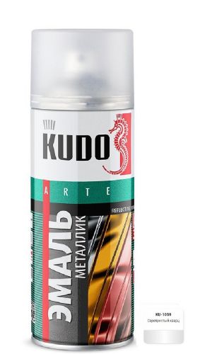 Эмаль универсальная металлик 520 мл аэрозоль KUDO, серебристый кварц