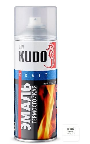 Эмаль термостойкая 520 мл аэрозоль KUDO, белая