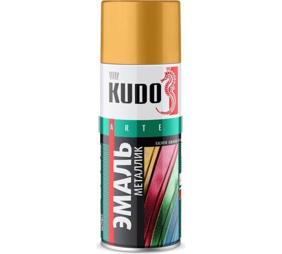 Эмаль универсальная металлик 520 мл аэрозоль KUDO, золото