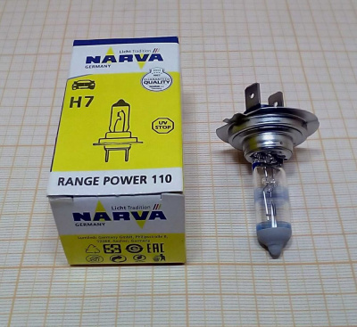 Лампа Н7 12V  55W NARVA PX26d галогенная Range Power +110%,  Н7   АКЦИЯ