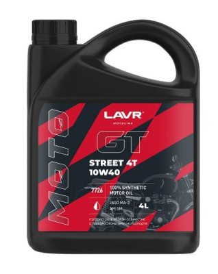 Масло LAVR MOTO 4T GT STREET  10W40 SM 4 л синт.АКЦИЯ