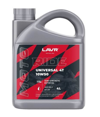 Масло LAVR MOTO 4T RIDE UNIVERSAL  10W50 SM 4 л п/синт.