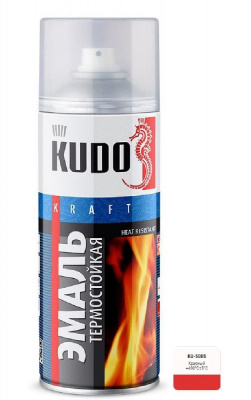 Эмаль термостойкая 520 мл аэрозоль KUDO, красная