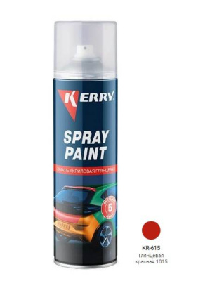 Эмаль акриловая быстросохнущая 650 мл аэрозоль KERRY красная глянцевая