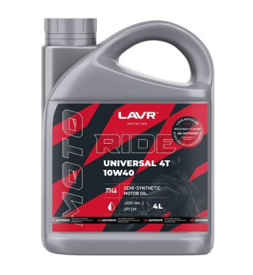 Масло LAVR MOTO 4T RIDE UNIVERSAL  10W40 SM  4 л п/синт.