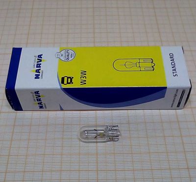 Лампа  24V  3,0W NARVA W2,1х9,5d  одноконтактная безцокольная/панель прибор/указат.повор. Акция !!!