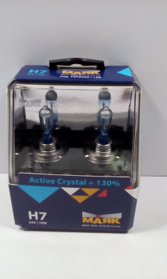 Лампа Н7 24V  70W МАЯК PX26d галогенная Active Cristal+130%  (2 шт), H7