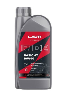 Масло LAVR MOTO 4T RIDE BASIC  10W40 SL  1 л п/синт.