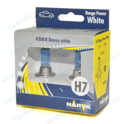 Лампа Н7 12V  55W NARVA PX26d галогенная Range Power White 4500K (2шт), H7