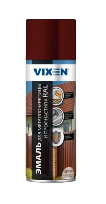 Эмаль для металлочерепицы и профнастила 520 мл аэрозоль VIXEN, RAL3005 винно-красный