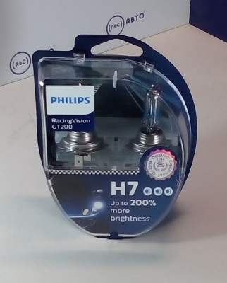 Лампа Н7 12V  55W PHILIPS PX26d галогенная Racing Vision GT200 +200%, H7  (компл)