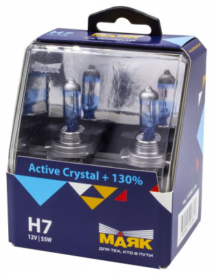 Лампа Н7 12V  55W МАЯК PX26d галогенная Active Cristal+130%  (2 шт), H7