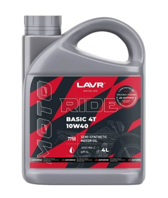 Масло LAVR MOTO 4T RIDE BASIC  10W40 SL  4 л п/синт.