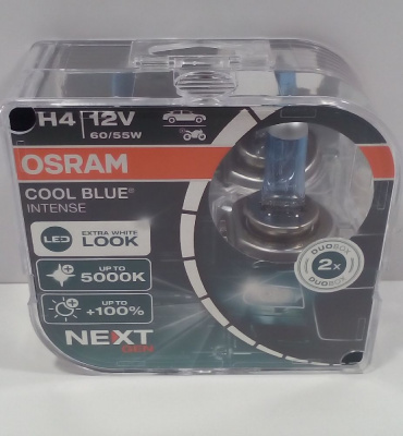 Лампа Н4 12V  60/55W OSRAM P43T галогенная Cool Blue Intense NEXT GEN +100% 5000K (2 шт), H4