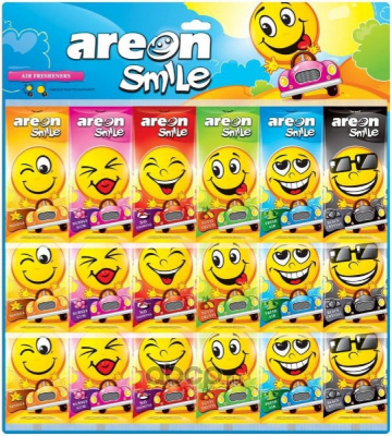 Освежитель воздуха 'AREON' SMILE RING /дисплей 72 шт лучших ароматов  Микс , подвесной картон