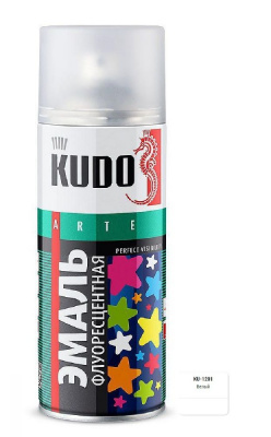 Эмаль флуоресцентная 520 мл аэрозоль KUDO, белая